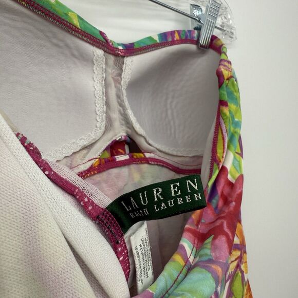 Lauren Ralph Lauren Tropical Colorful One Piece Swimsuit Size 8 Beach - Picture 9 of 10